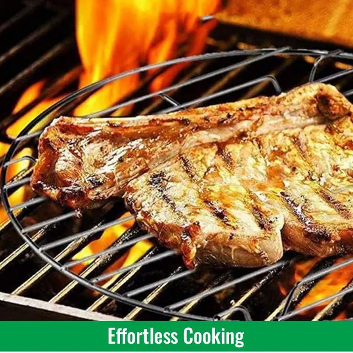 Kitchen Square Stainless Steel Roaster Jali, Barbecue Grill with Wooden Handle