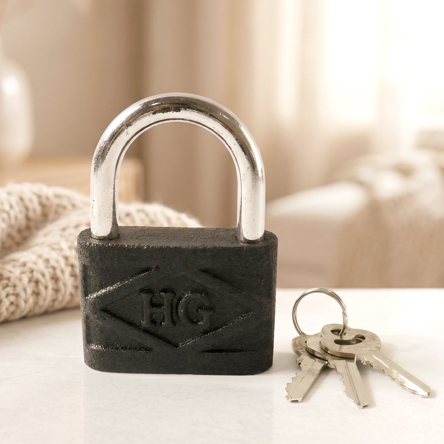 Heavy Duty 60mm Iron Pad Lock with 3 Keys
